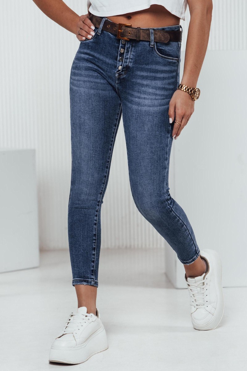 Spodnie damskie jeansowe BUTTONFIT skinny niebieskie