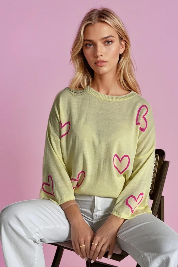 Sweter damski SWEET HEART cytrynowy