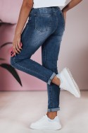 Spodnie damskie jeansowe slim fit średni stan FLEXI granatowe