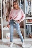 Spodnie damskie jeansowe slim fit z paskiem FLORETTA niebieskie