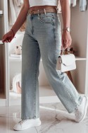 Spodnie damskie jeansowe wide leg MODNEVIS niebieskie