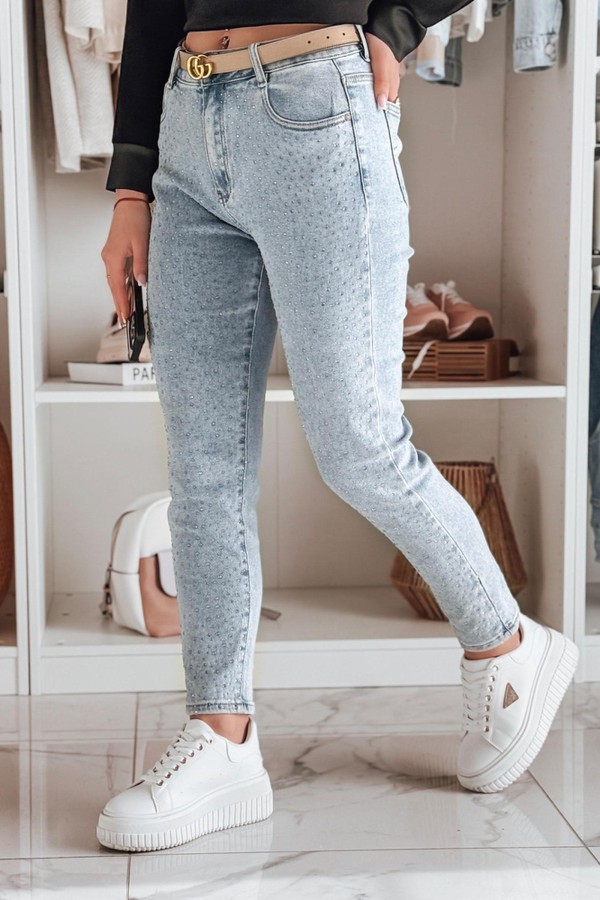 Spodnie damskie jeansowe slim fit SPARKLI niebieskie