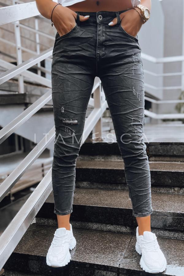 Czarne spodnie jeansowe damskie LAURA
