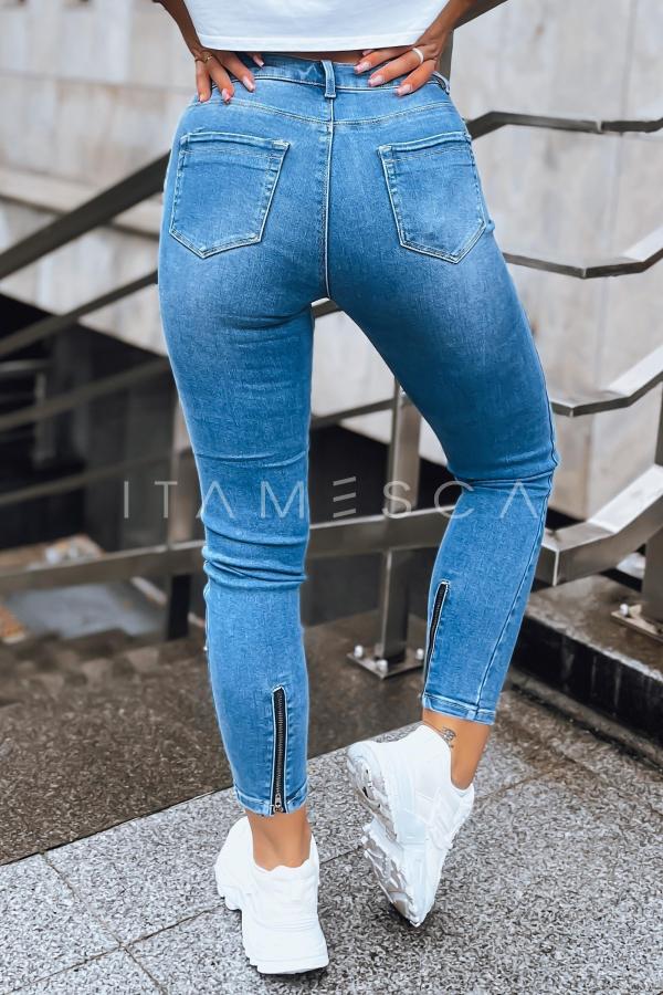 Niebieskie damskie spodnie jeansowe skinny SADIE