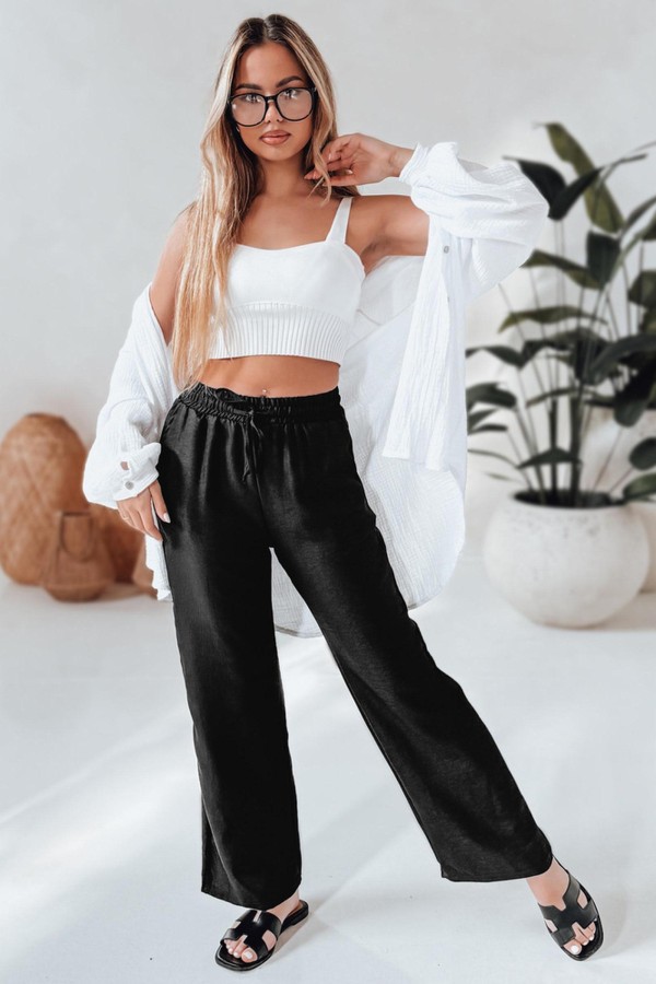 Spodnie damskie casualowe wide leg LOVETRIP czarne