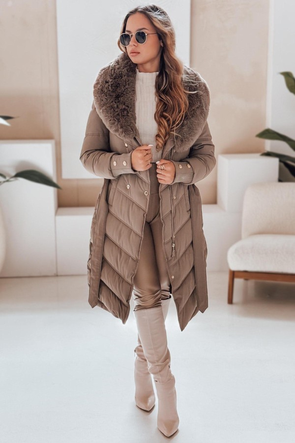 Kurtka damska zimowa pikowana z futerkiem...