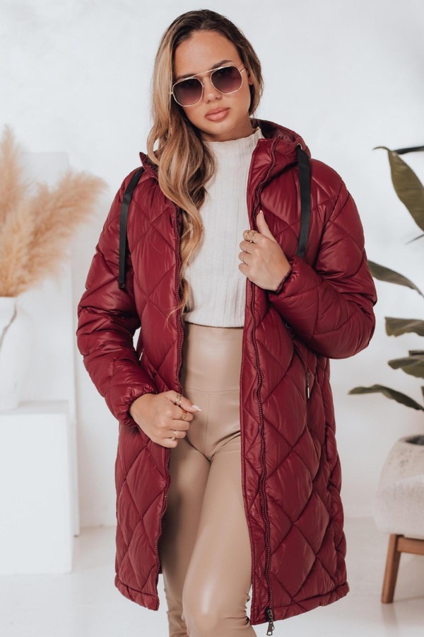 Kurtka zimowa damska SNOWVIBE bordowa pikowana