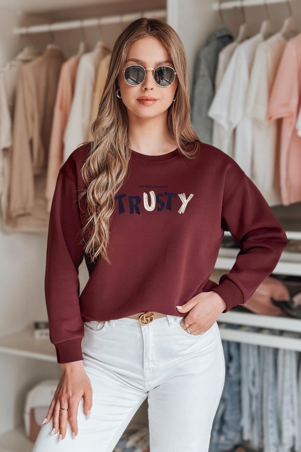 Bluza damska oversize z haftem SOFTRUS bordowa