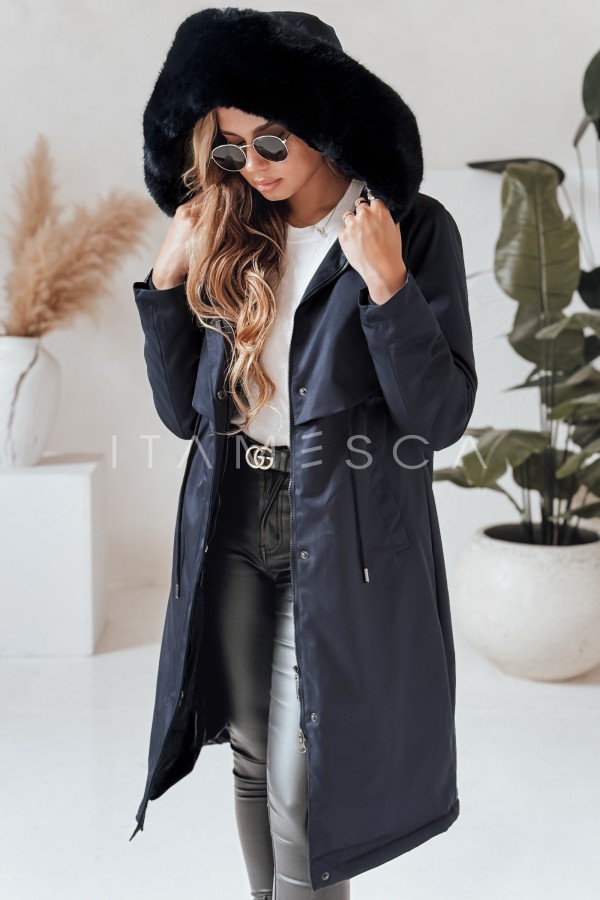 Kurtka zimowa damska parka LUSTER granatowa