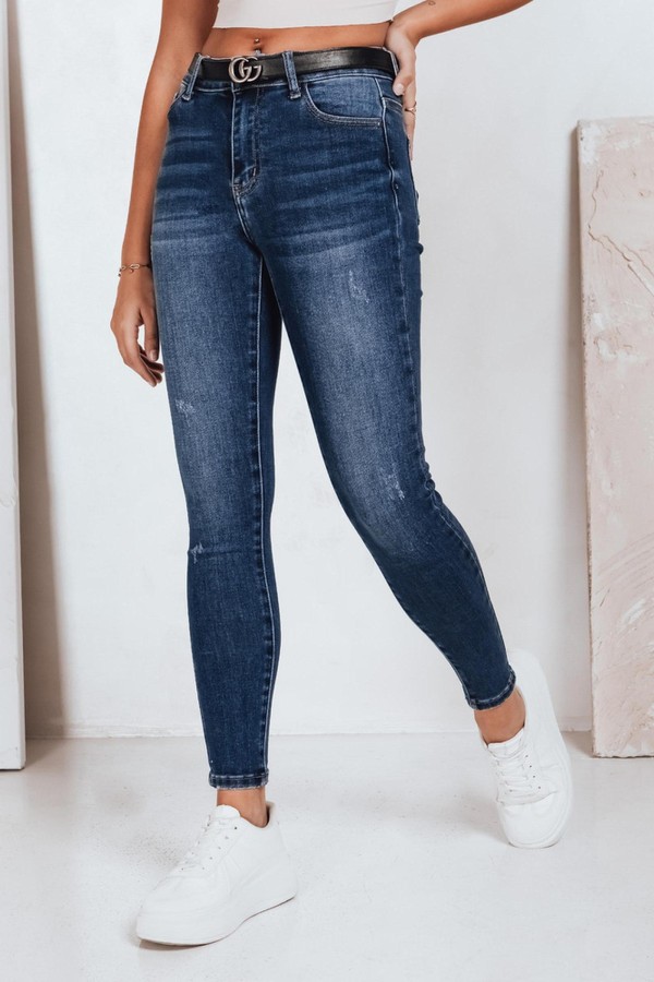 Jeansy damskie skinny z wysokim stanem granatowe