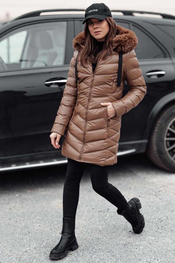 Kurtka zimowa damska pikowana z kapturem...