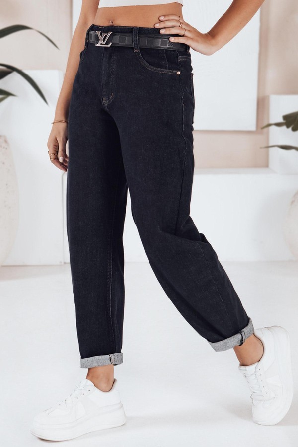 Jeansy damskie balloon fit granatowe
