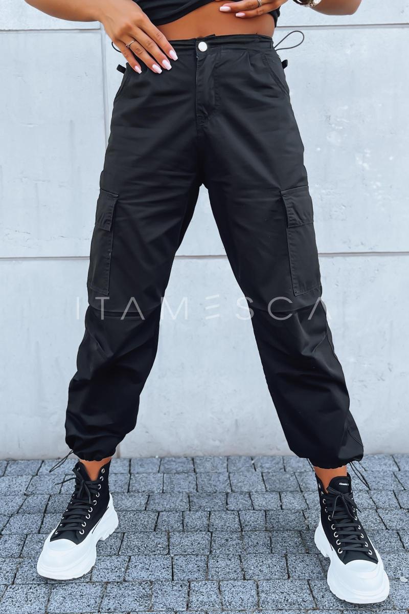 Spodnie spadochronowe damskie czarne NECTI