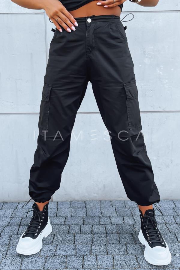Spodnie spadochronowe damskie czarne NECTI