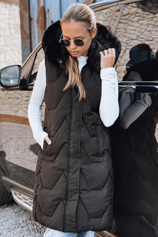 Kamizelka damska pikowana czarna