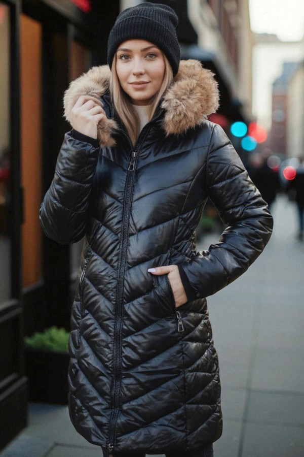 Kurtka zimowa damska pikowana BELLATRIX czarna