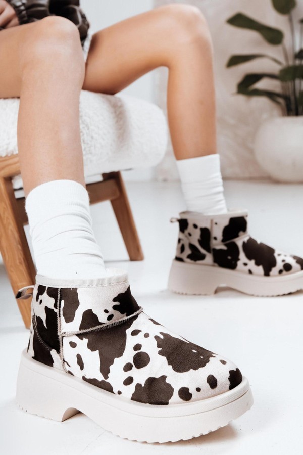 Śniegowce damskie na grubej podeszwie w łaty