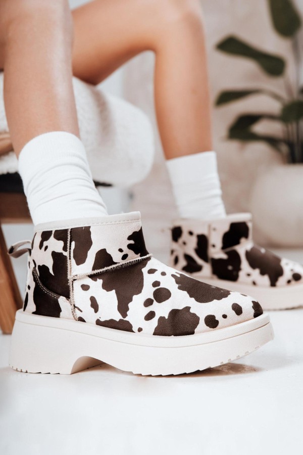 Śniegowce damskie na grubej podeszwie w łaty