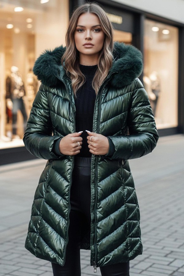 Kurtka zimowa damska pikowana BELLATRIX zielona