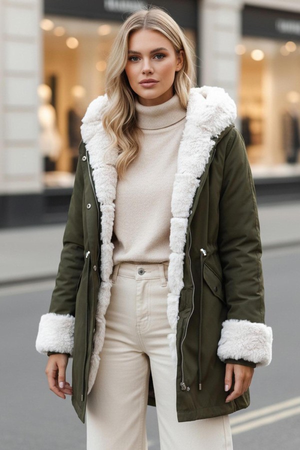 Kurtka zimowa damska parka STARBURST zielona