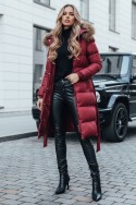 Kurtka zimowa damska pikowana z futerkiem STYLEBELLA czerwona