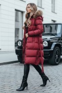 Kurtka zimowa damska pikowana z futerkiem STYLEBELLA czerwona