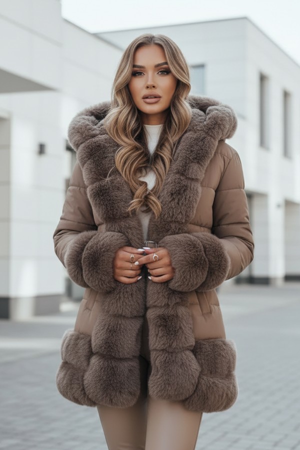 Kurtka damska zimowa CITYGLANCE z futerkiem...