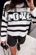 Sweter damski w paski CHLOE biało-czarny