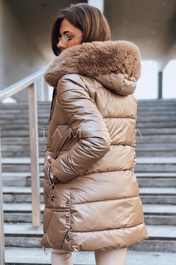 Kurtka zimowa damska płaszcz AUTUMN GLOW kamelowa
