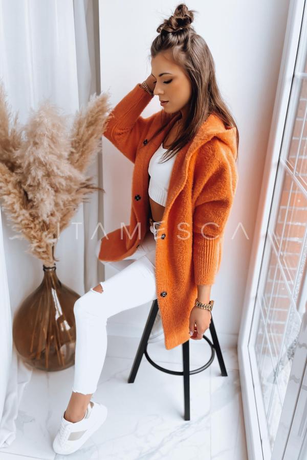 Płaszcz damski alpaka RITA pomarańczowy