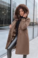 Kurtka zimowa damska parka LUSTER brązowa