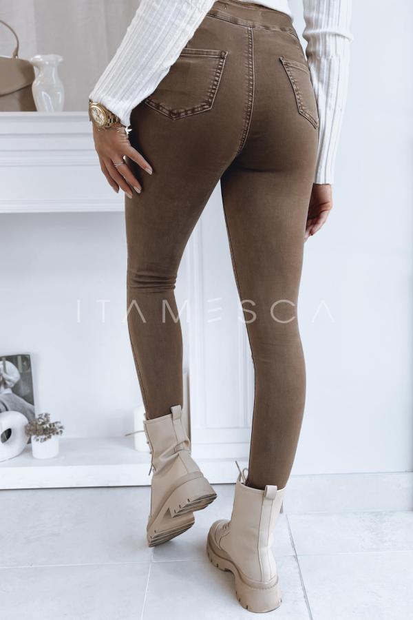 Spodnie damskie jeansowe SKULL ciemnobrązowe