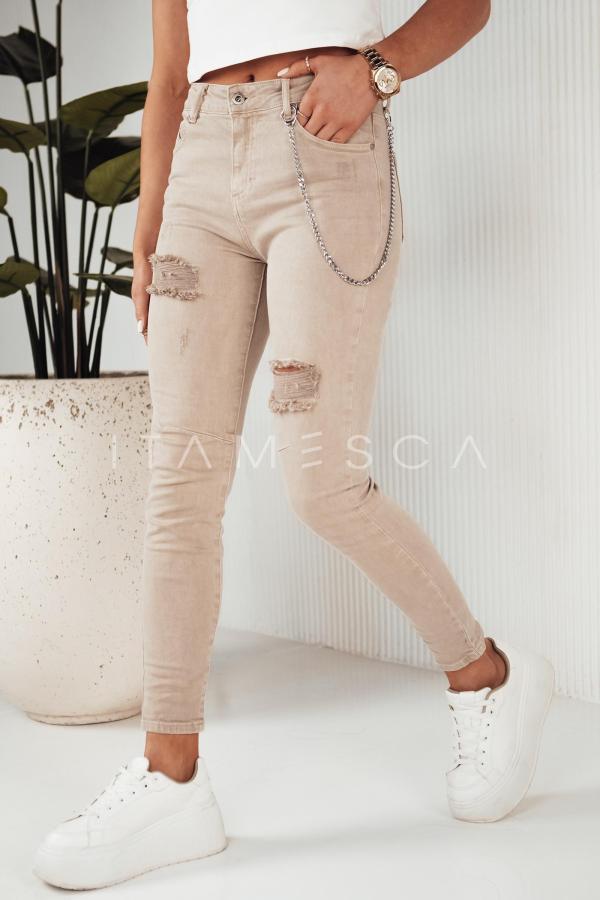 Ciemnobeżowe jeansy damskie ALEX