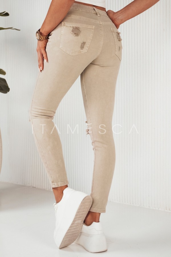 Spodnie jeansowe damskie MOLI beżowe