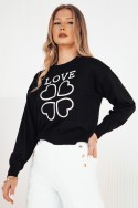 Sweter damski z nadrukiem CLOVER czarny