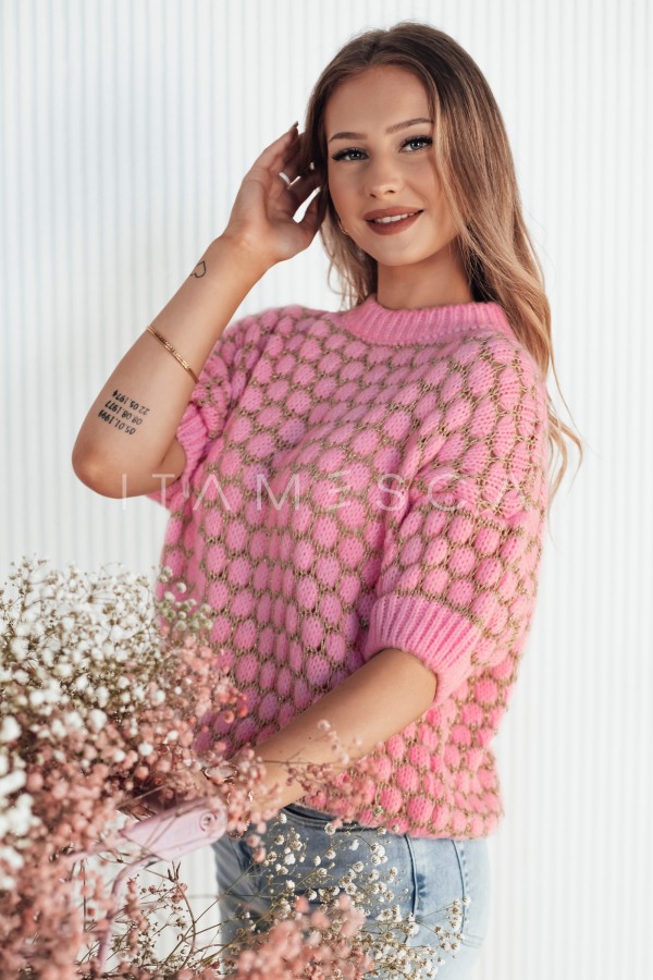 Sweter damski oversize PINGOL różowy