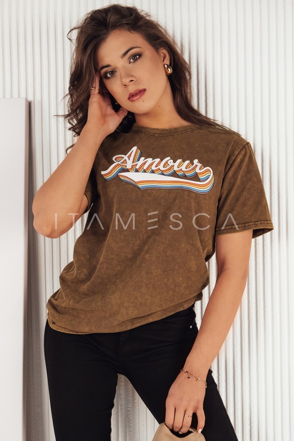 T-shirt damski AMOURETTE brązowy