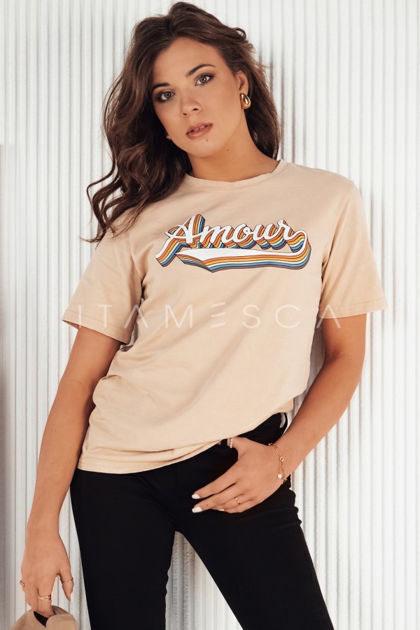 T-shirt damski AMOURETTE beżowy