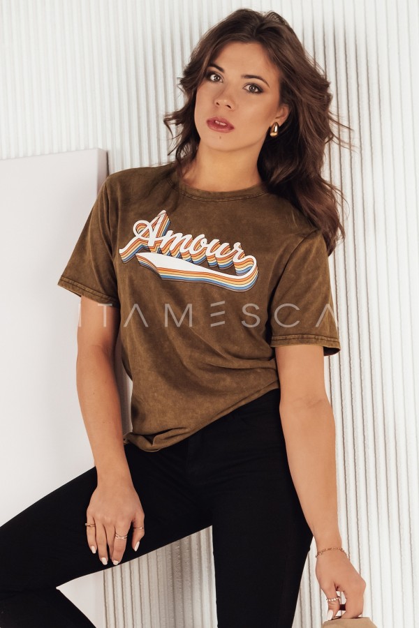 T-shirt damski AMOURETTE brązowy