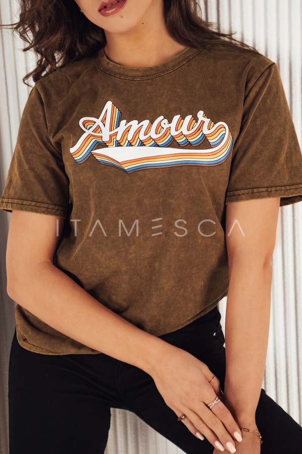 T-shirt damski AMOURETTE brązowy