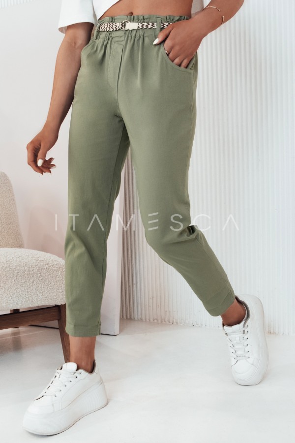Spodnie damskie materiałowe ERLON zielone