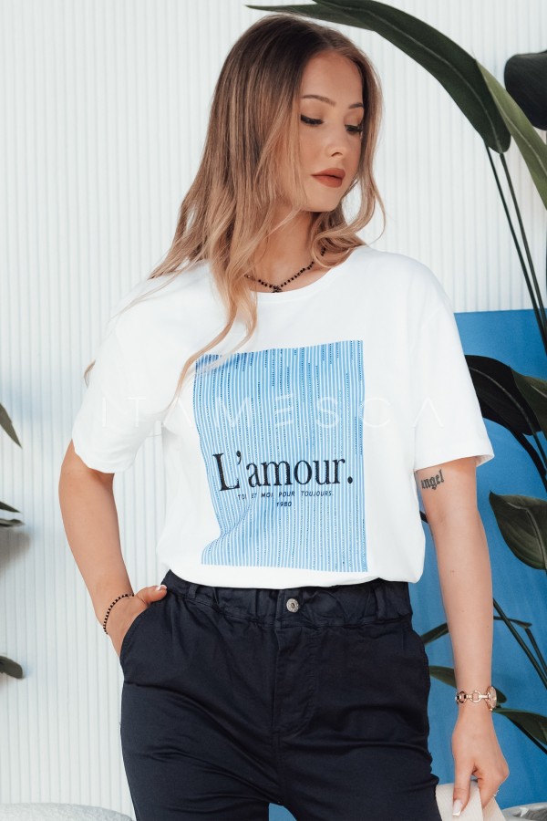 T-shirt damski LAMOUR niebieski