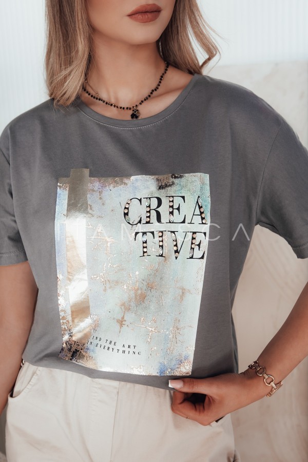 T-shirt damski CREATIVE grafitowy