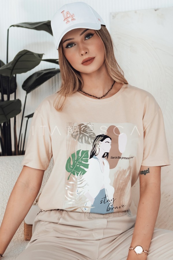 T-shirt damski BRAVIS brzoskwiniowy